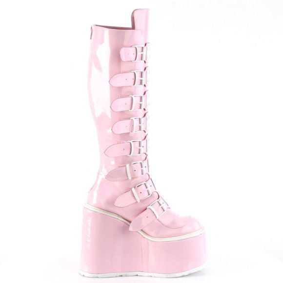 Gothic Platform Metal Buckle Knee High Boots
